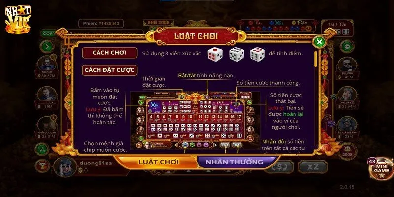 Tìm hiểu về quy tắc đặt cược trong game sicbo tài phú